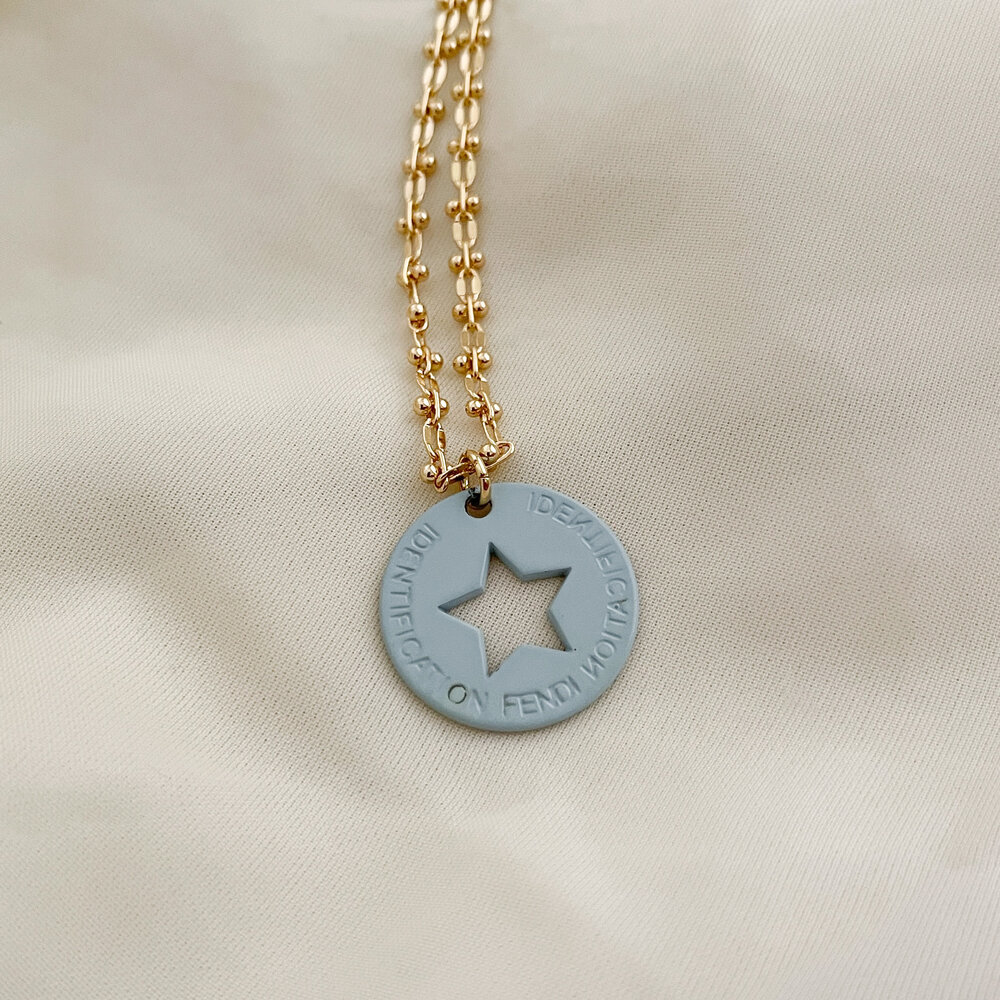 Fendi Identification Repurposed Engraved Cut-Out Star Charm 